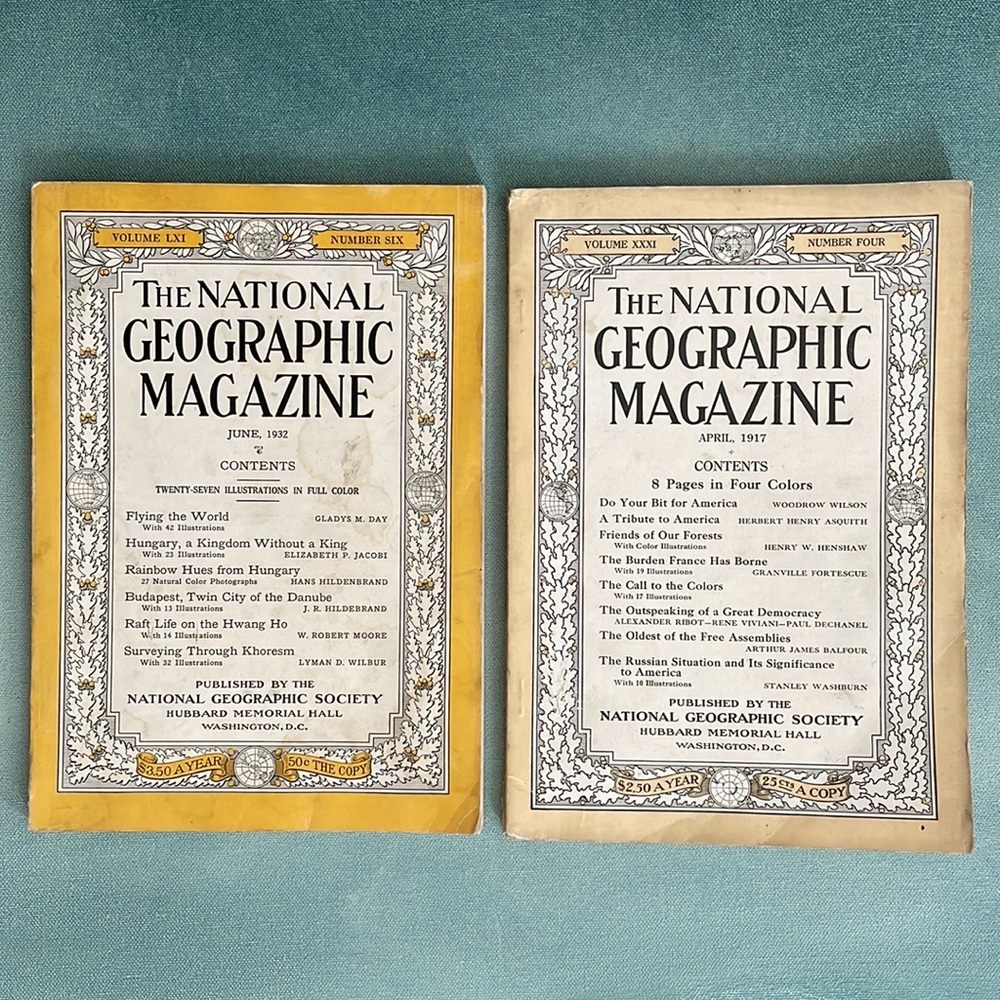 Vintage National Geographic Magazines June 1932 and April 1917